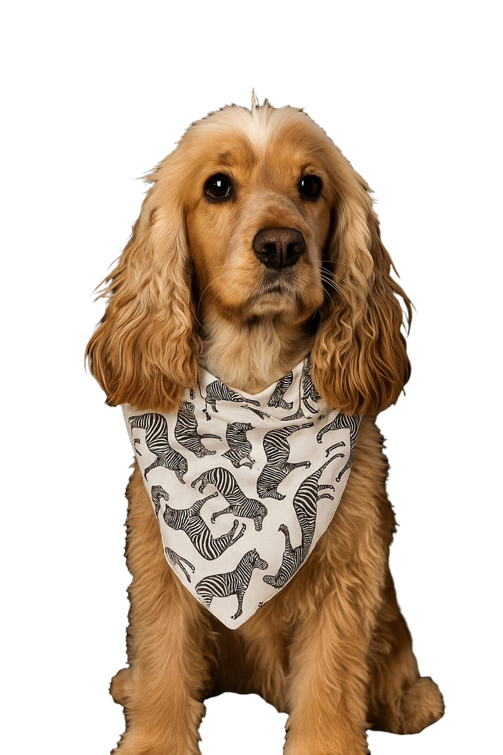 S3076 Zebra Doggie Bandana, White