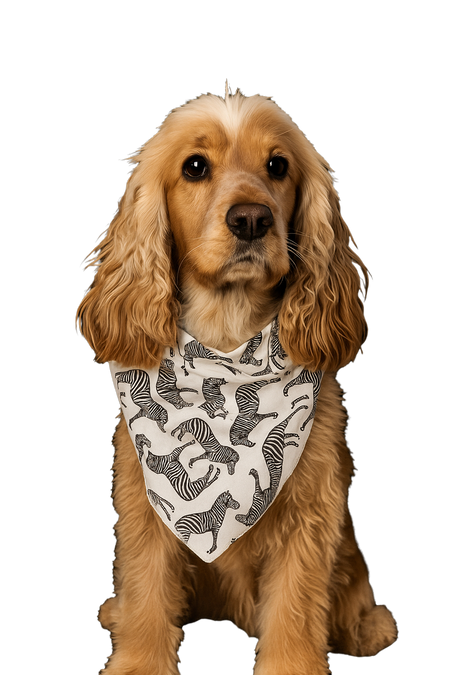 S3076 Zebra Doggie Bandana, White