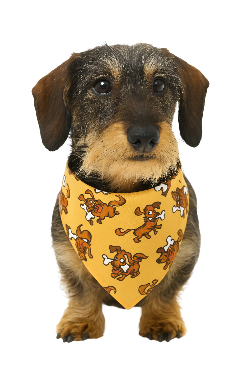 S3086 Happy Doggie With Bone Bandana, Brown