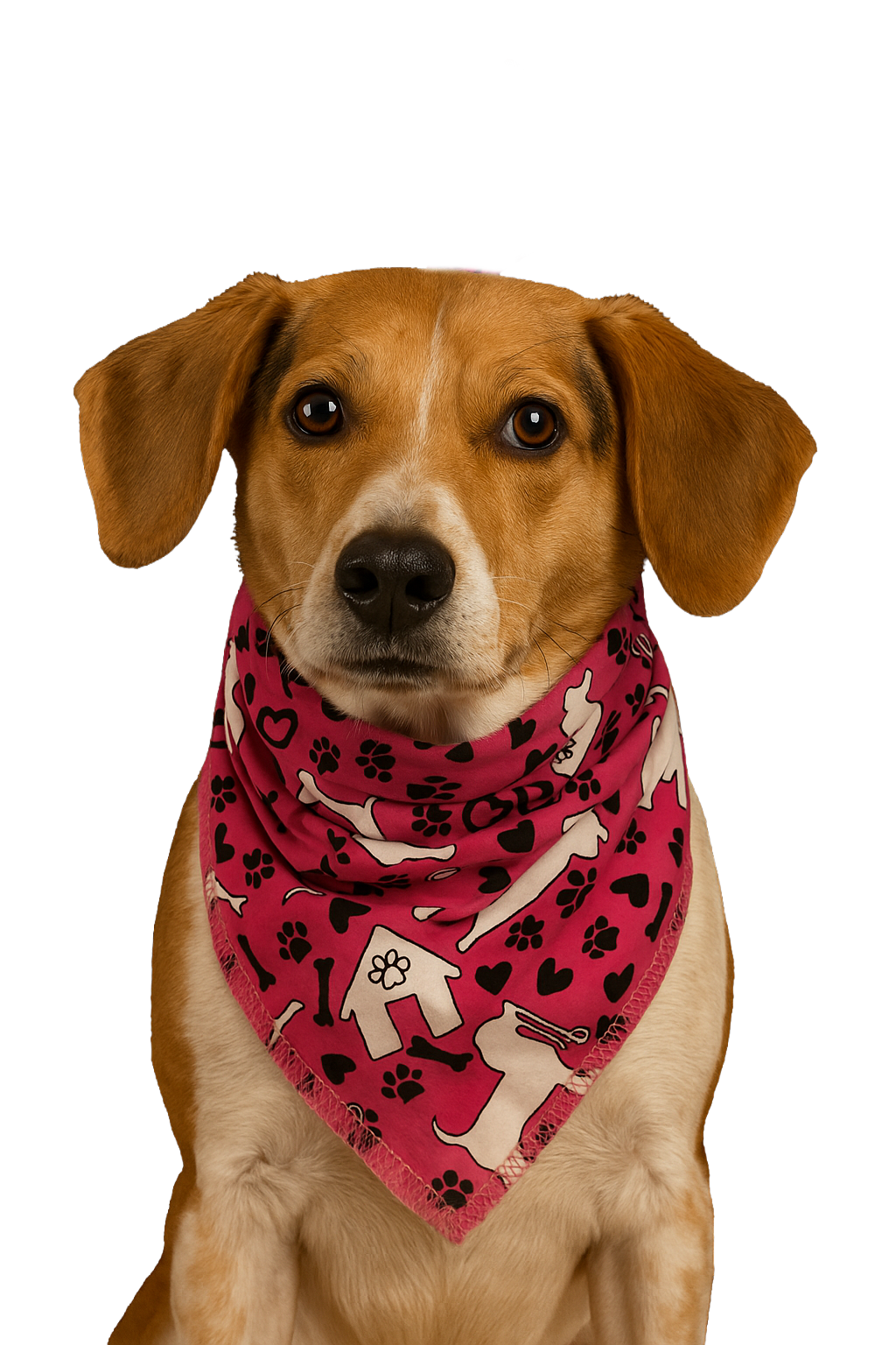 S3087 White Doggie Bandana, Pink