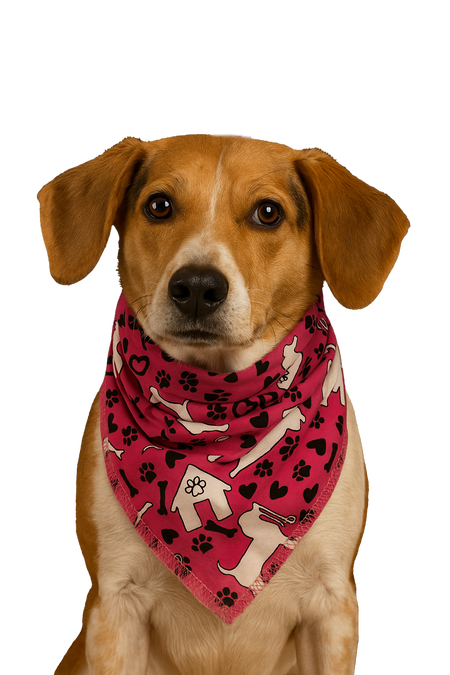 S3087 White Doggie Bandana, Pink