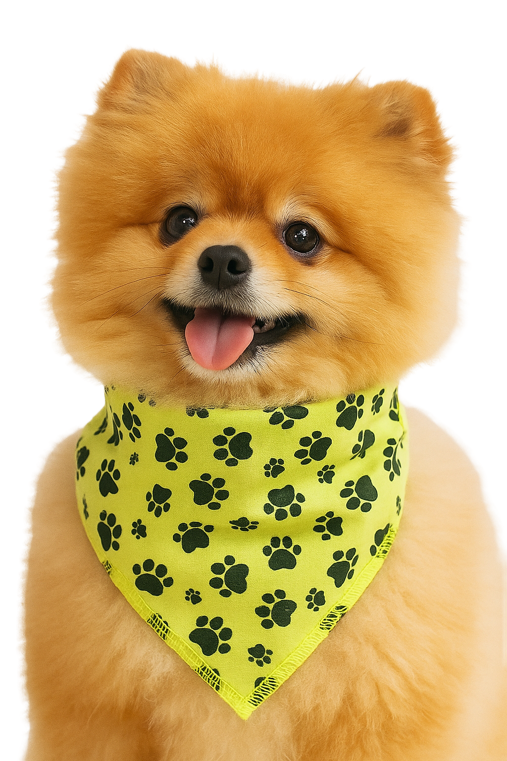 S3088 Black Pawprints Bandana, Neon Yellow