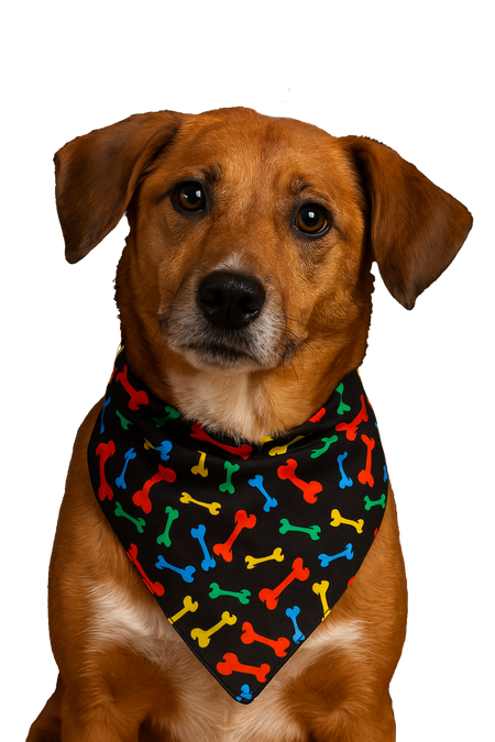 S3089 Bones Doggie Bandana, Black