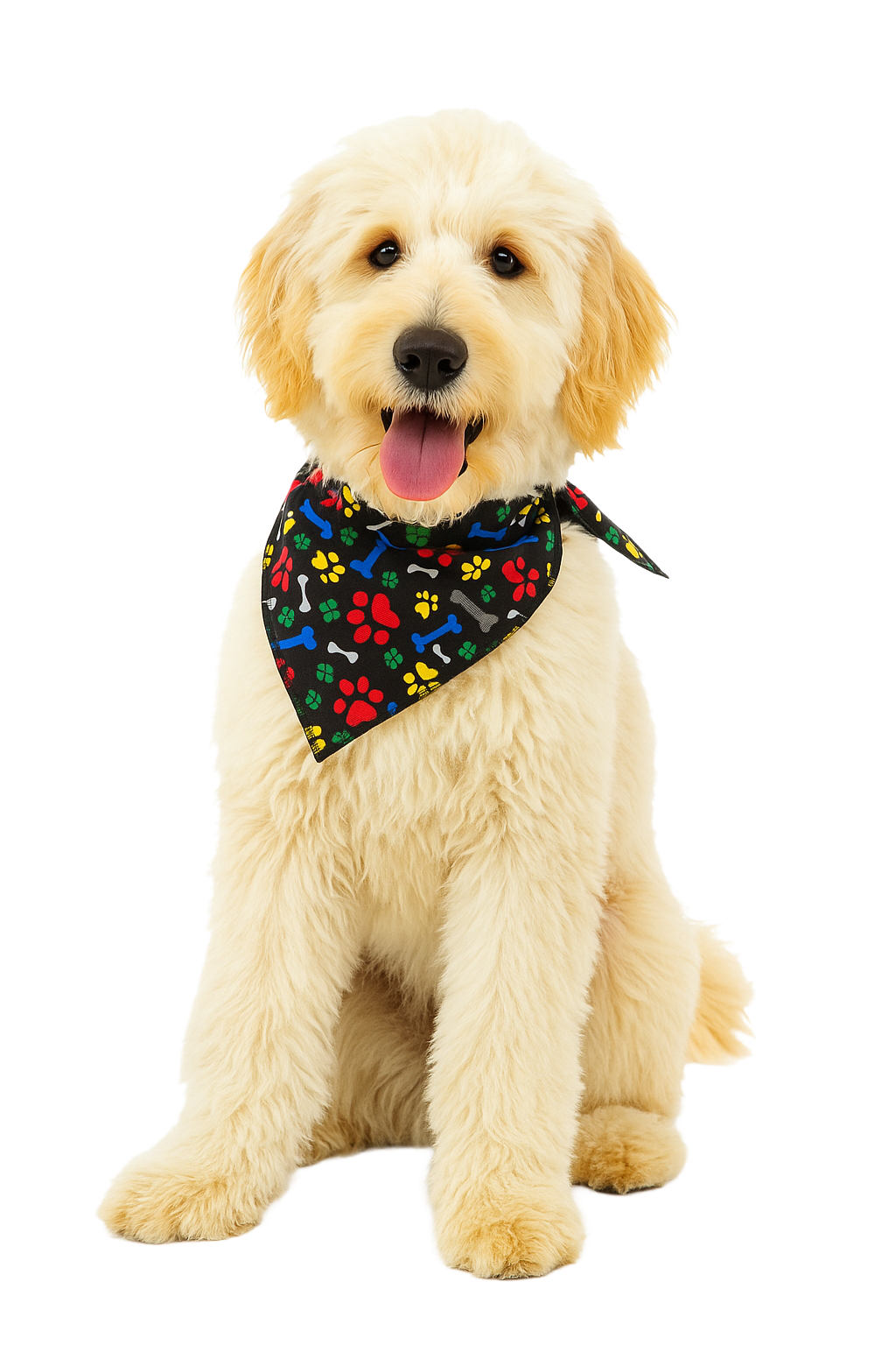 S3092 Pawprints & Bones Bandana, Black