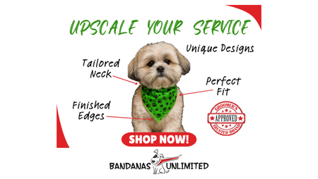PKS4 60 Assorted DOGGIE Tieback Dog Grooming Bandanas / Groomers Bulk Package