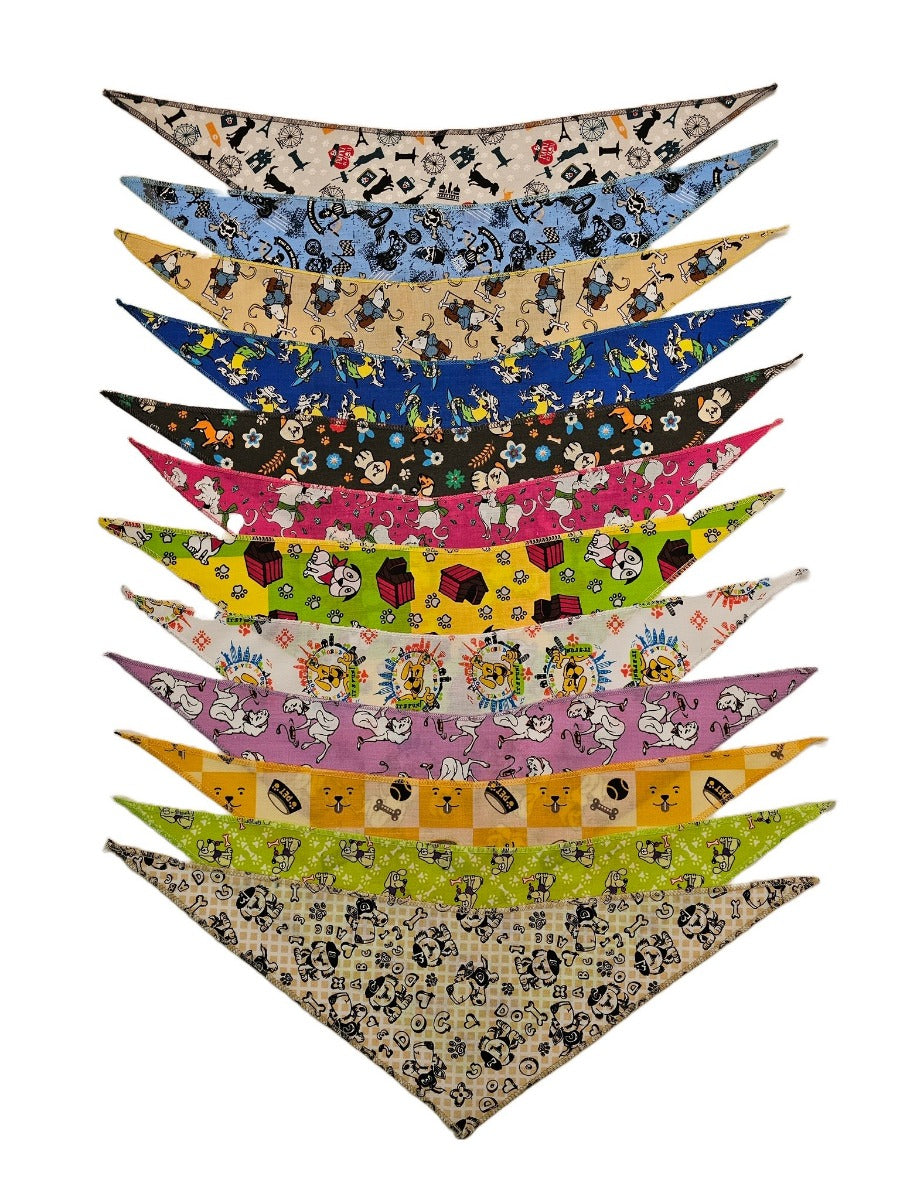 SPKS4 Bandanas Variety Pack Per Size - 12 assorted DOGGIE bandanas  