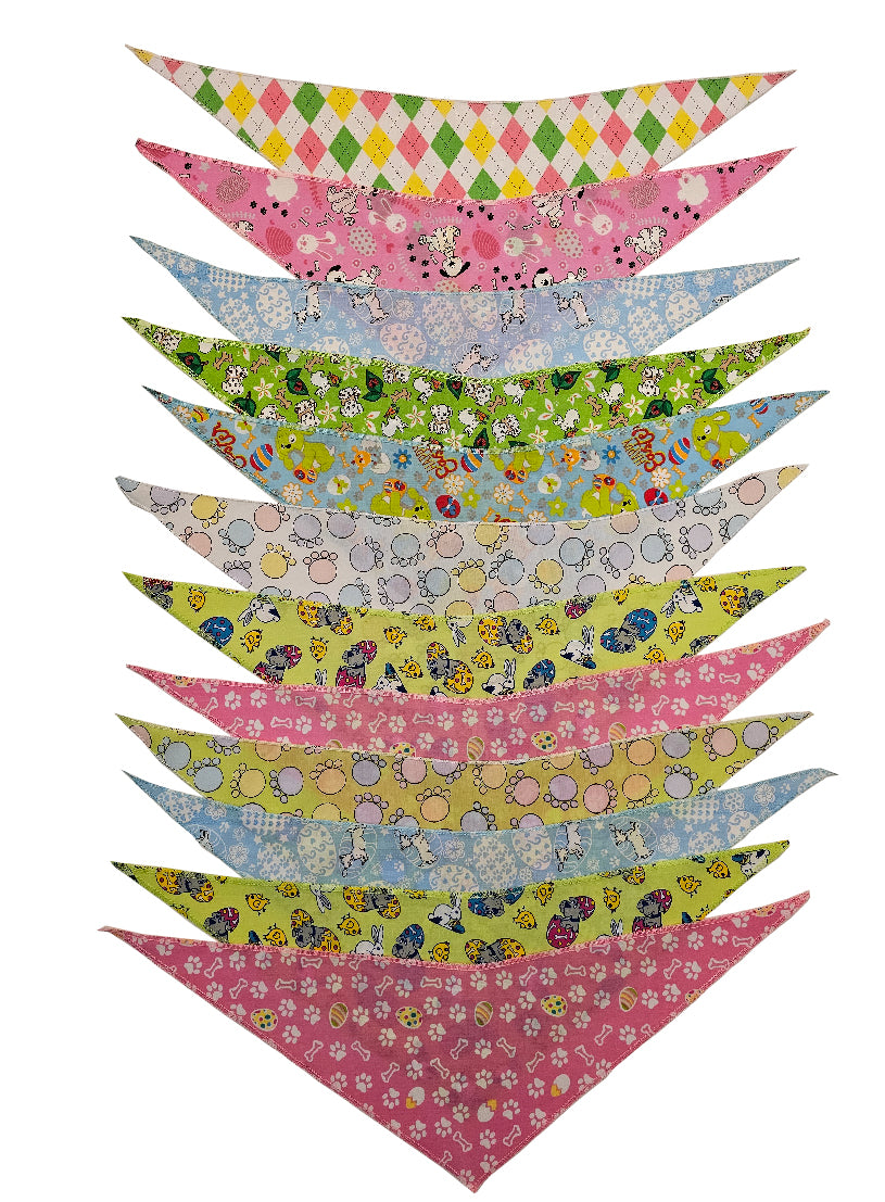 SPKS9 Bandanas Variety Pack Per Size - 12 assorted EASTER bandanas  