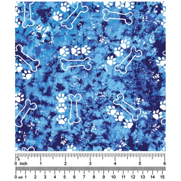 F7034 Paws & Bones Fabric,  Blue