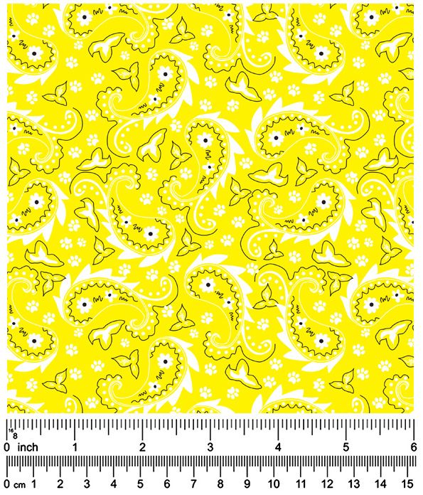 F7068 Paisley & Pawprints Fabric, Yellow
