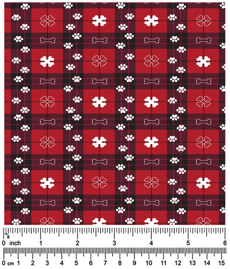 F7074 Christmas Holiday Fabric, Black & Red 