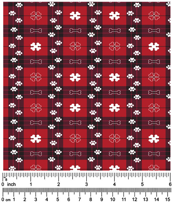 F7074 Christmas Holiday Fabric, Black & Red 