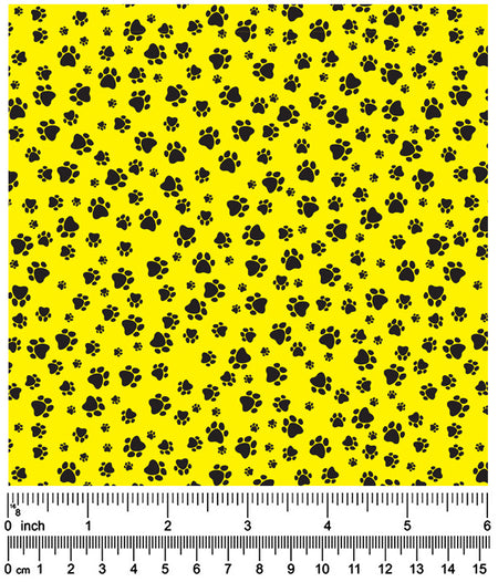 F7088 Fun Dog Pawprints Fabric, Yellow Green