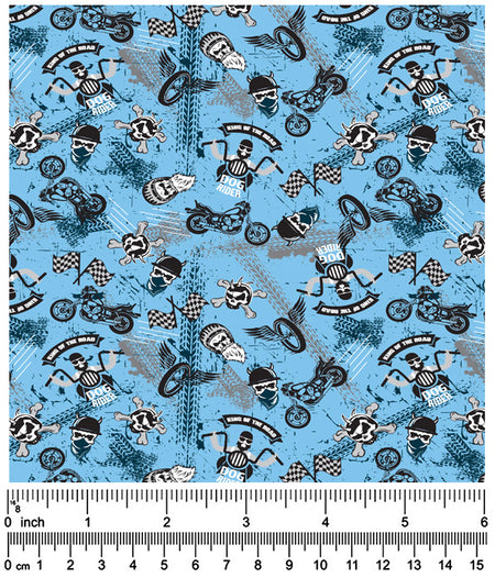 F7103  Dog Rider Fabric, Blue
