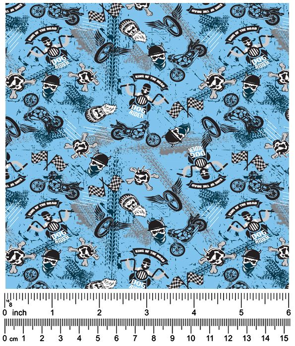 F7103 Dog Rider Fabric, Blue