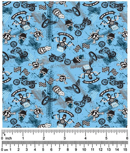 F7103 Dog Rider Fabric, Blue