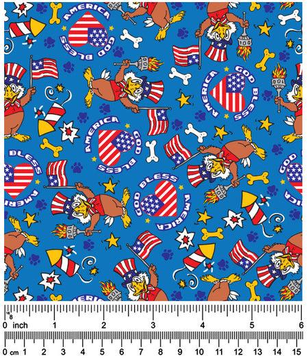 F7127 American Eagle Flag Doggie Fabric, Blue