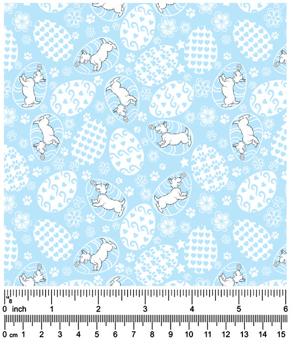 F7148 Easter Eggs Doggie Fabric, Blue