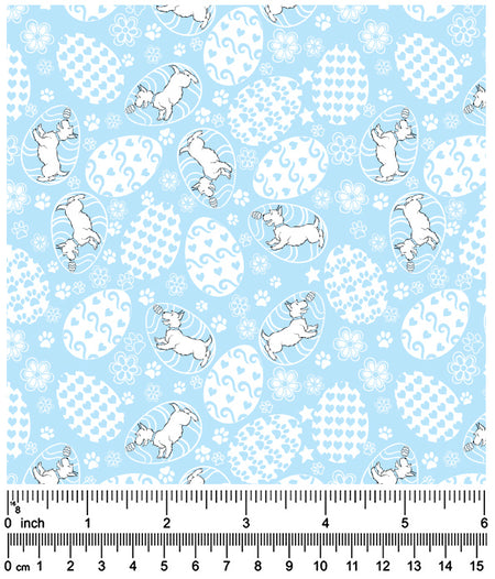 F7148 Easter Eggs Doggie Fabric, Blue