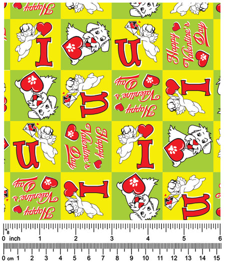 FA7182 Happy Valentine's Day Doggie Fabric