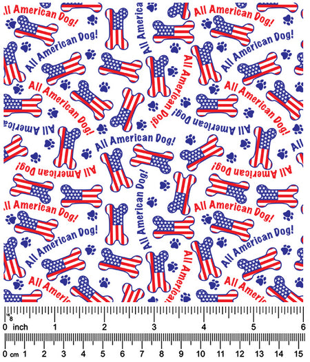 F7184 All American Dog Fabric, White