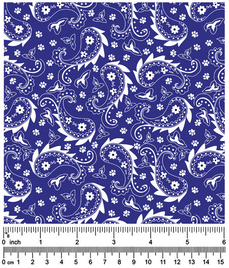 F7201 Paisley & Pawprints Fabric, Blue