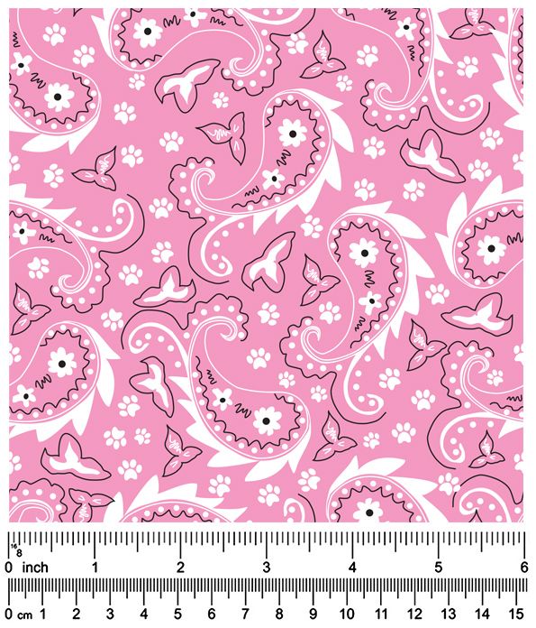 F7202 Paisley & Pawprints Fabric, Pink