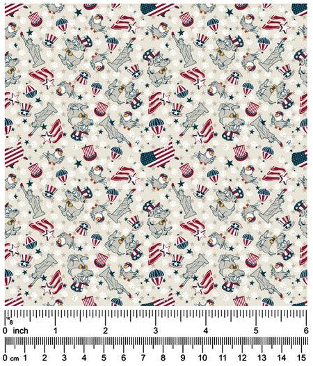 F7204 Statue Of Liberty Doggie Fabric, Grey