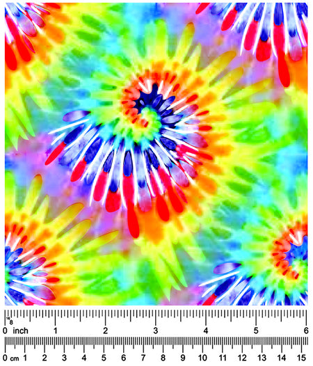 F7210 Tiedye Seventies Inspired Doggie Fabric, Rainbow