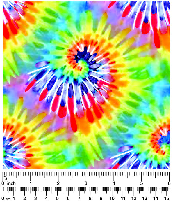 F7210 Tiedye Seventies Inspired Doggie Fabric, Rainbow