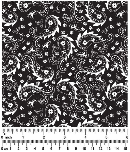 F7217 Paisley & Pawprints Fabric, Black