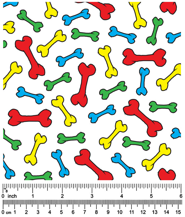 F7225 Bones Doggie Fabric, White