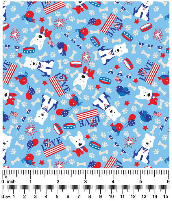F7236 American Doggie Fabric, Blue