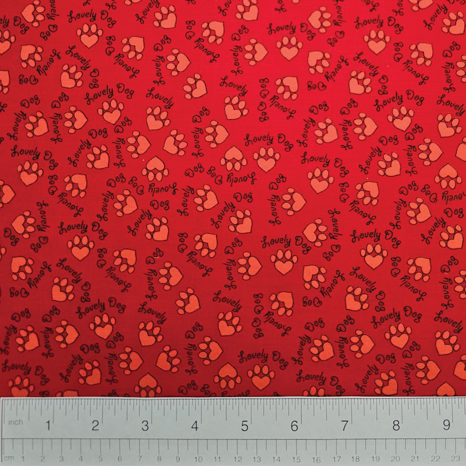 F7080 Valentine's Day Hearts Paws, Red