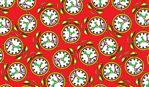 F7053 Stylish Doggie Clocks Fabric, Red