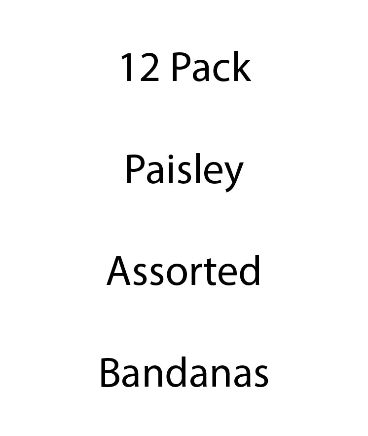 SPKS2 Bandanas Variety Pack Per Size - 12 assorted PAISLEY bandanas  