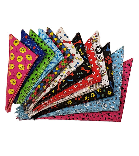 PKS1 60 Assorted PAWS & BONES Tieback Dog Grooming Bandanas / Groomers Bulk Package