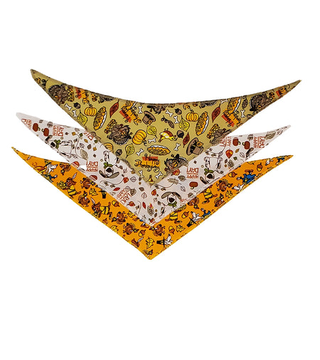 PKS11 60 Assorted FALL THANKSGIVING Tieback Dog Grooming Bandanas / Groomers Bulk Package