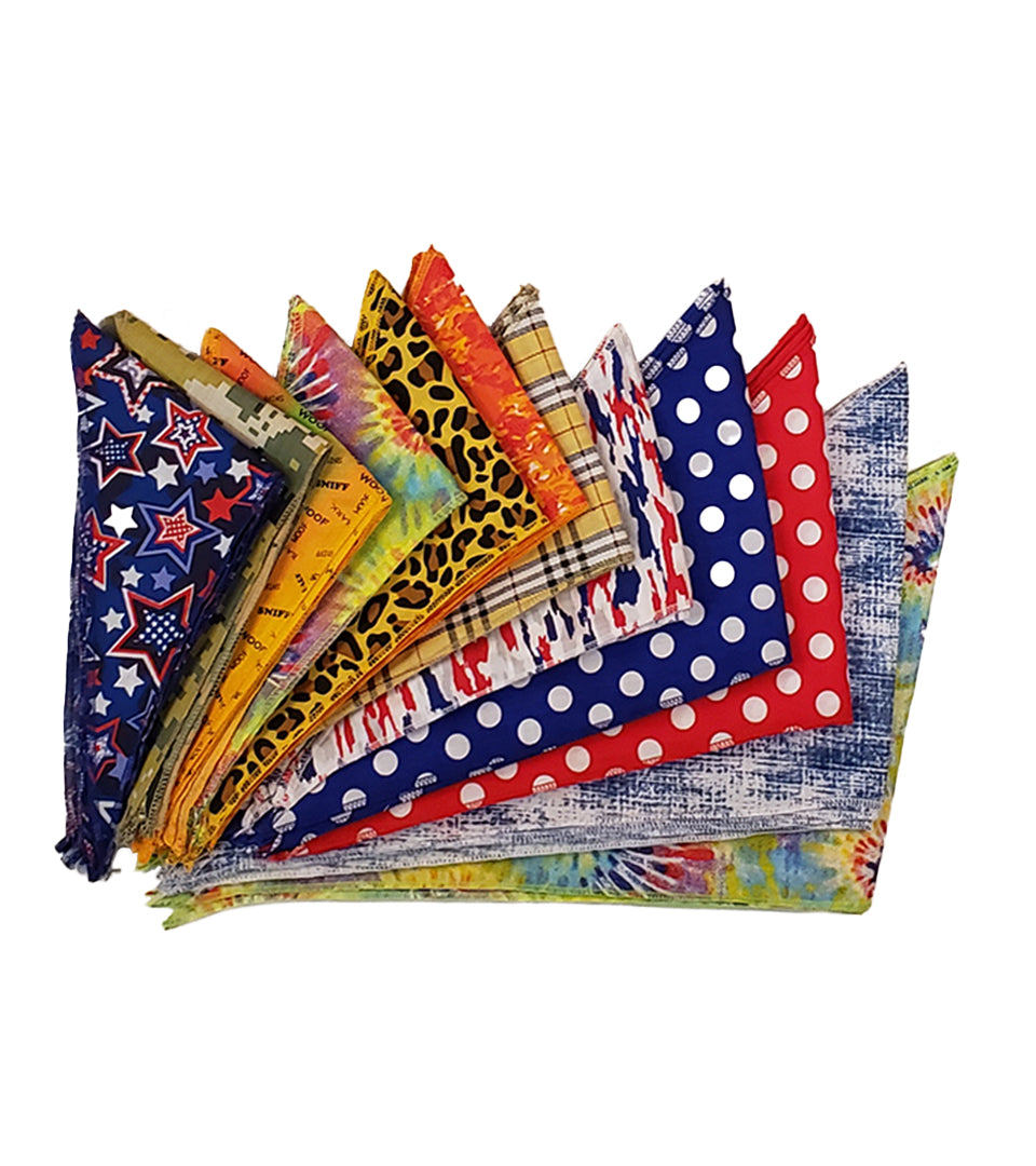 PKS3 60 Assorted Casual Tieback Dog Grooming Bandanas / Groomers Bulk Package