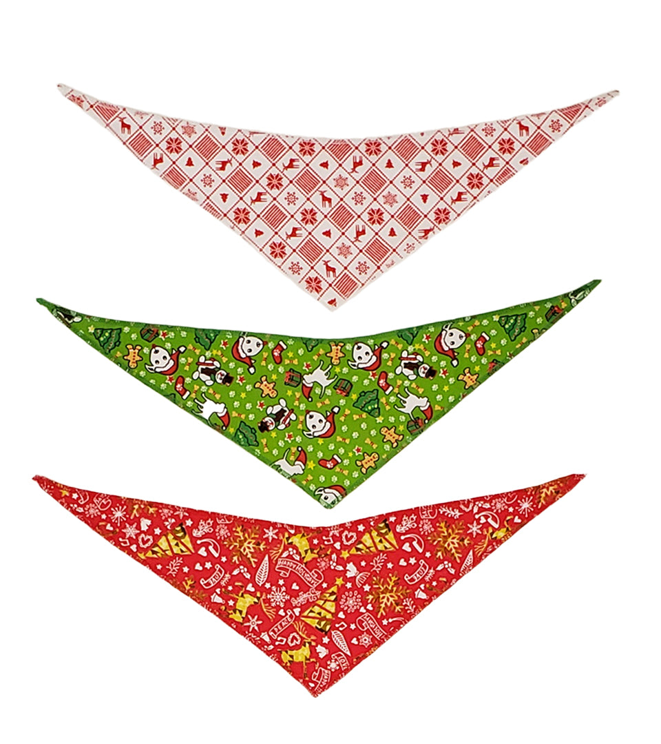 PKS6 60 Assorted CHRISTMAS WINTER Tieback Dog Grooming Bandanas / Groomers Bulk Package