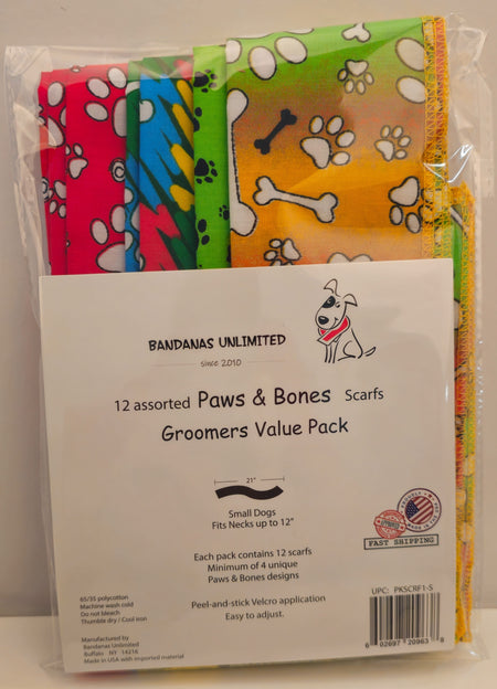 PKSCRF1 12 Assorted Paws & Bones Scarf 