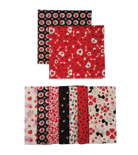PKSQ7 12 Assorted VALENTINE'S DAY Square Dog Grooming Bandanas / Groomers Bulk Package