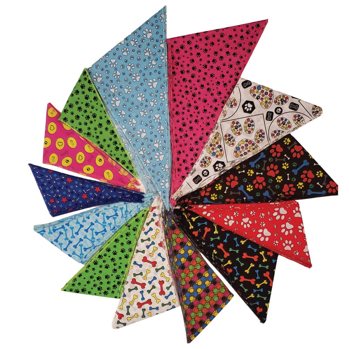 PKS1 60 Assorted PAWS & BONES Tieback Dog Grooming Bandanas / Groomers Bulk Package