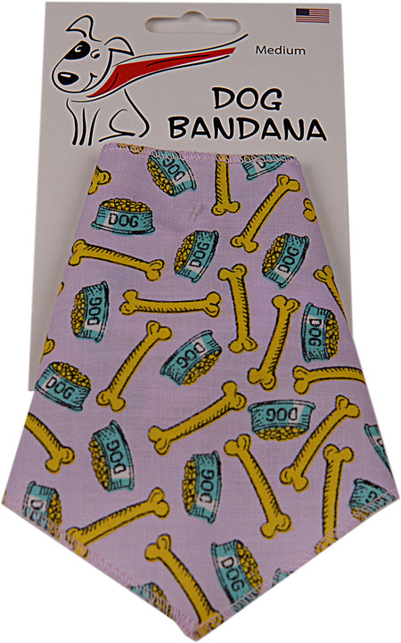 SA3105 Dog Food Bowl & Bone Bandana, Purple