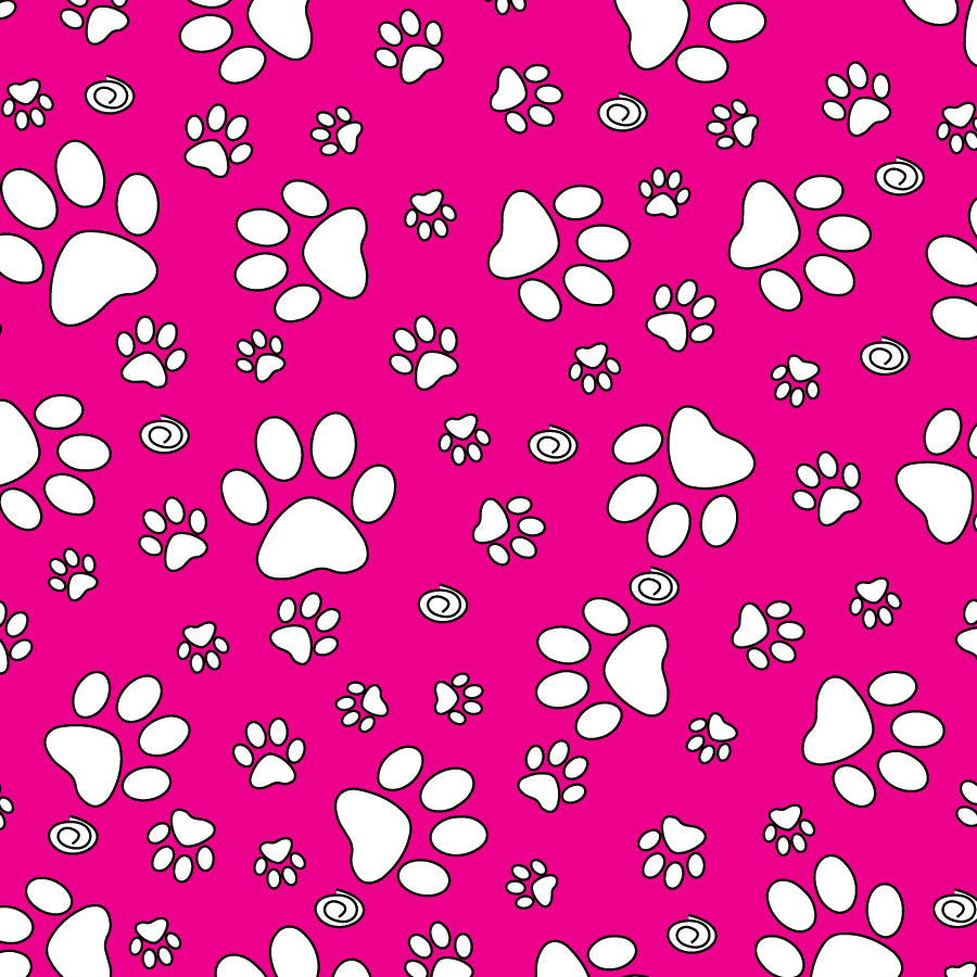 SQ3111 White Paws Bandana, Hot Pink
