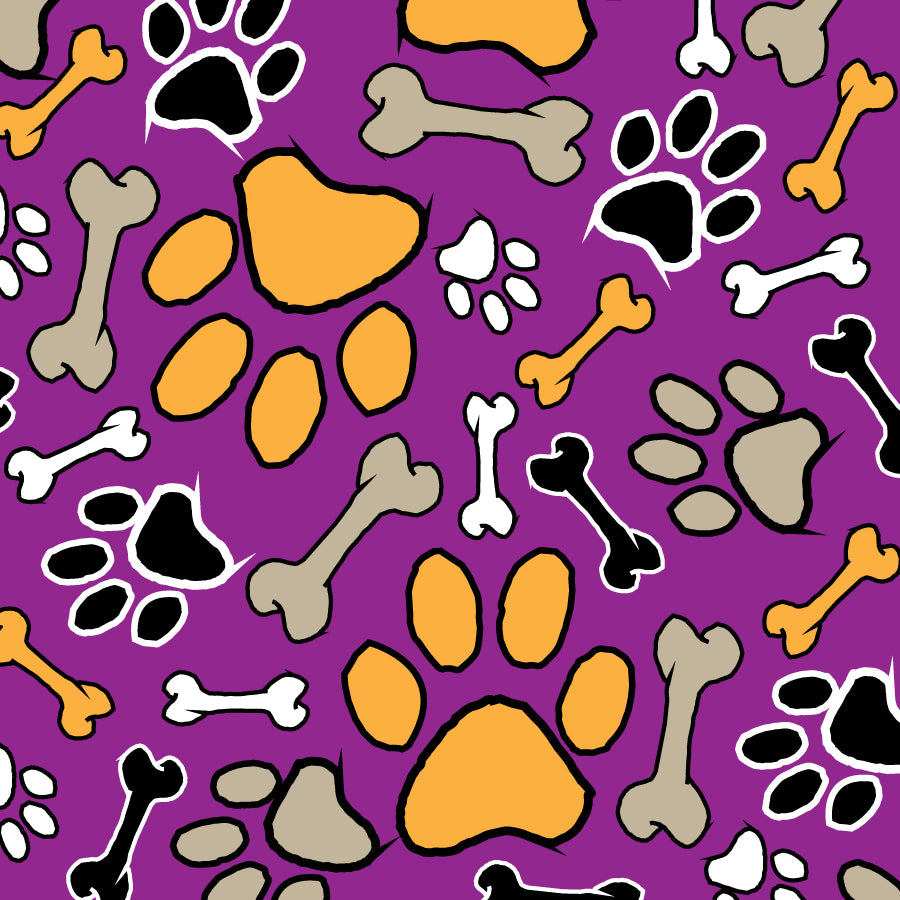 SQ3130 Paws & Bones Square Bandana, Purple