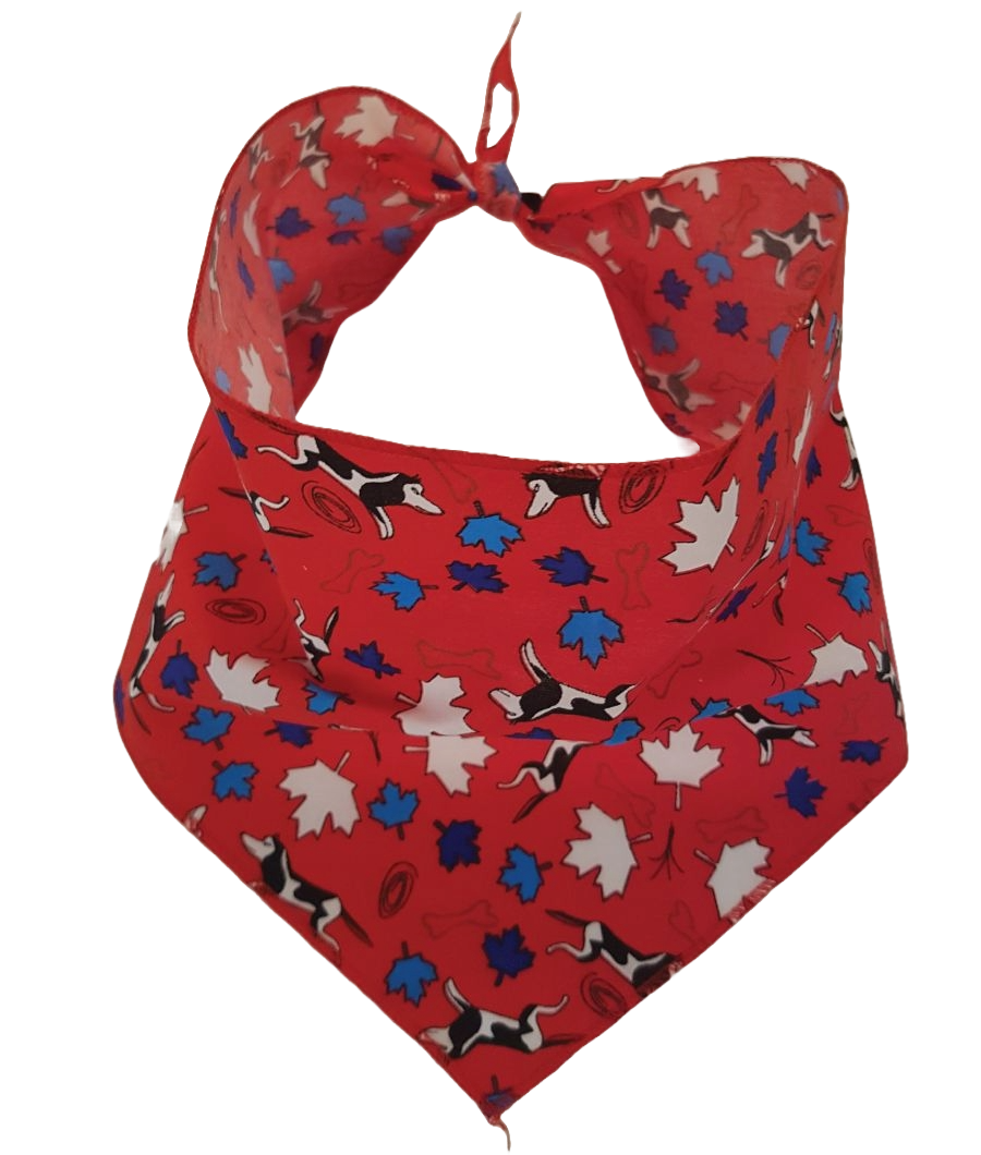 S3006 Maple Leaves & Bones Doggie Bandana, Red 
