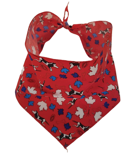 S3006 Maple Leaves & Bones Doggie Bandana, Red 