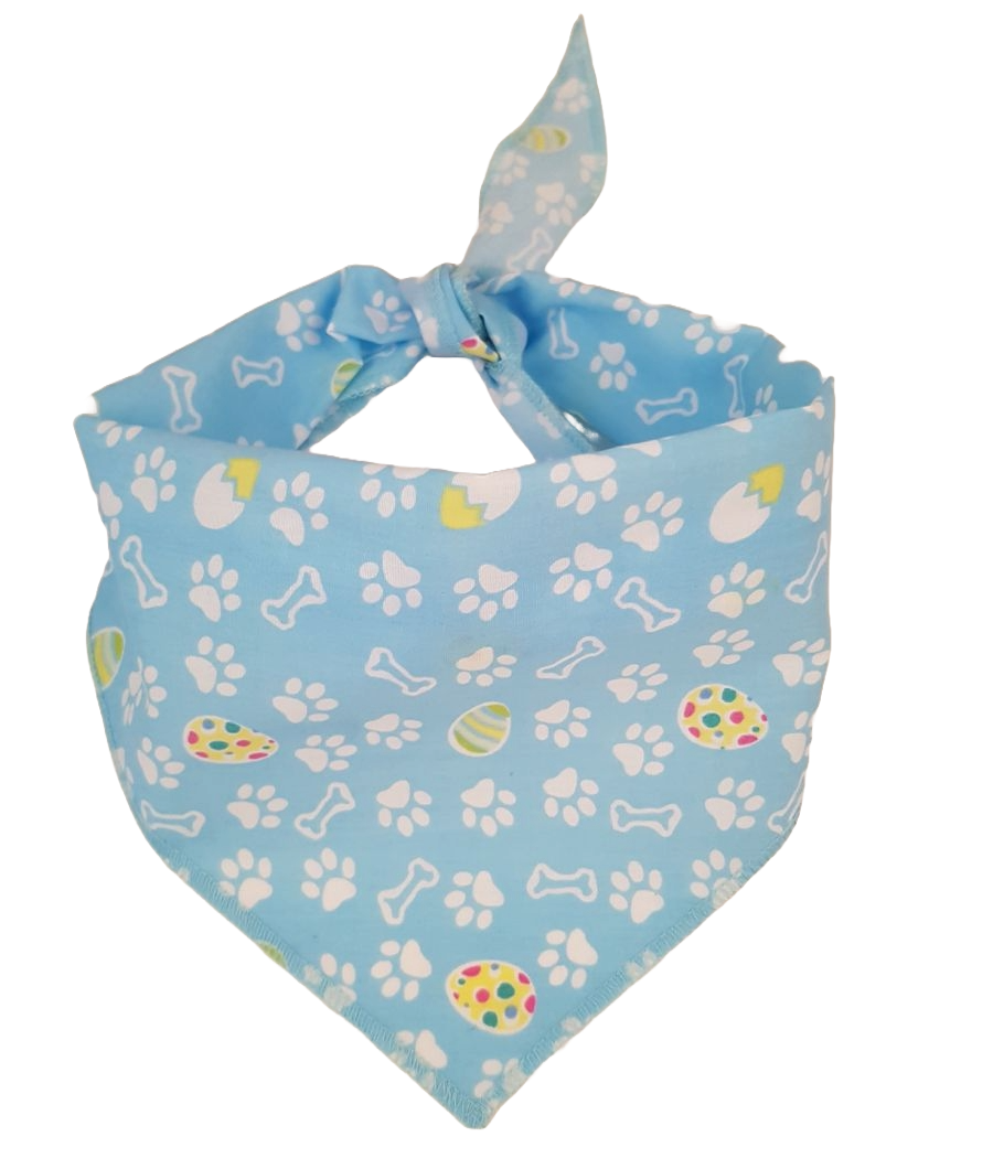 S3017 White Paws & Bones Easter Bandana, Blue