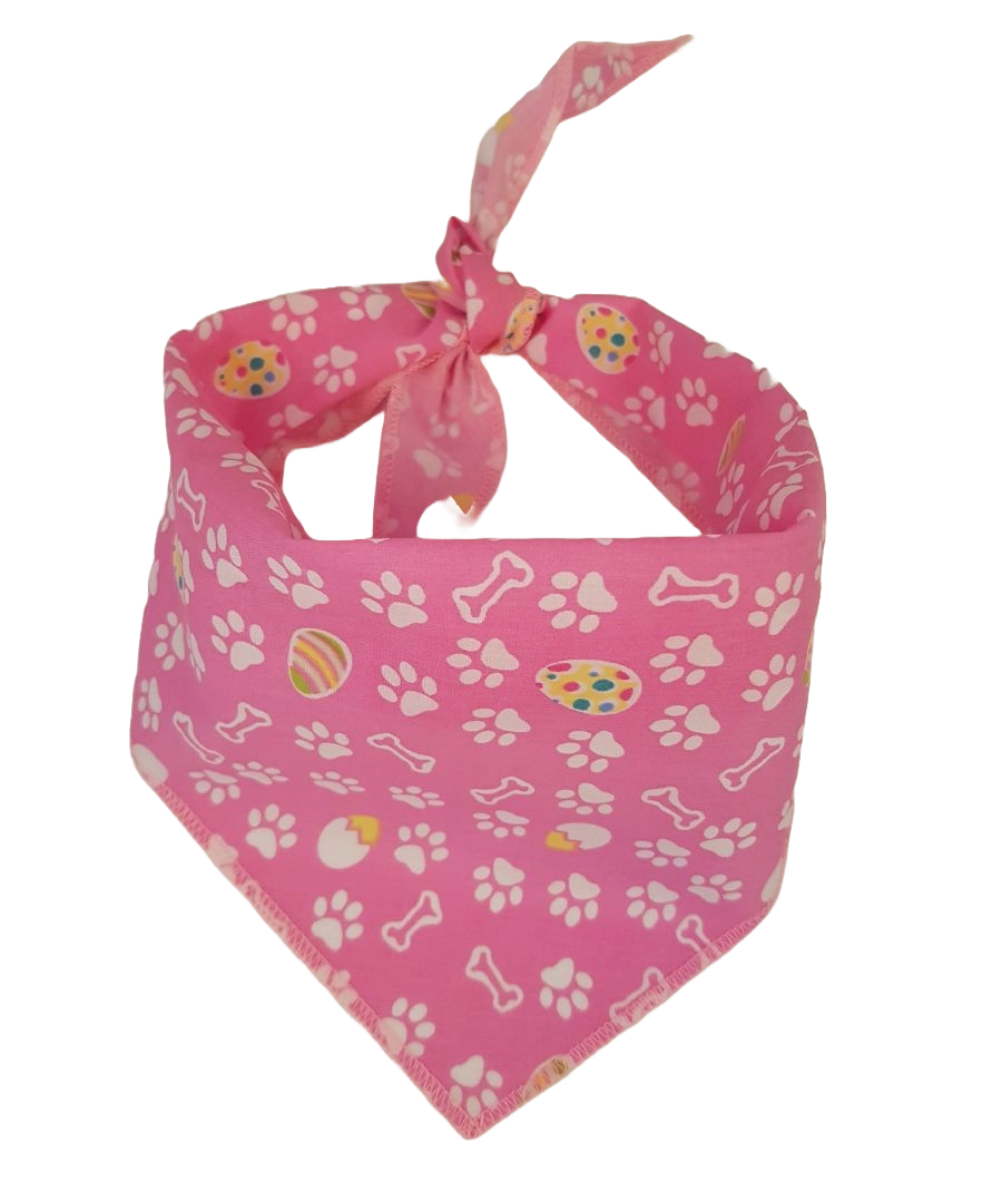 S3022 White Paws & Bones Easter Bandana, Pink