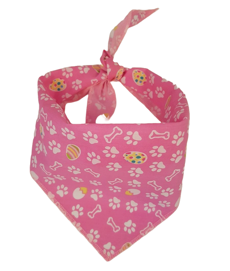 S3022 White Paws & Bones Easter Bandana, Pink